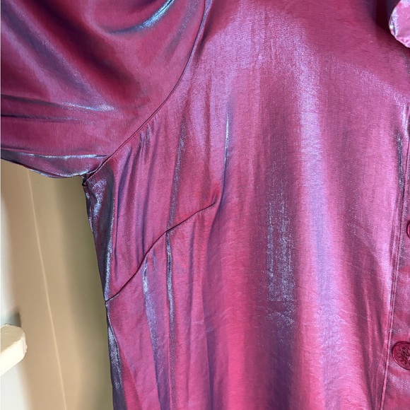 Ali Miles Shimmering Purple Button Down Shirt 3X - Picture 7 of 16
